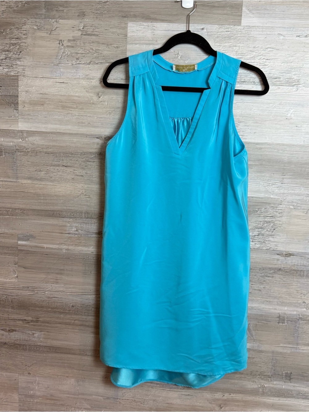 Amanda Uprichard 100% Silk V-Neck Sleeveless Tank Turquoise Blue M